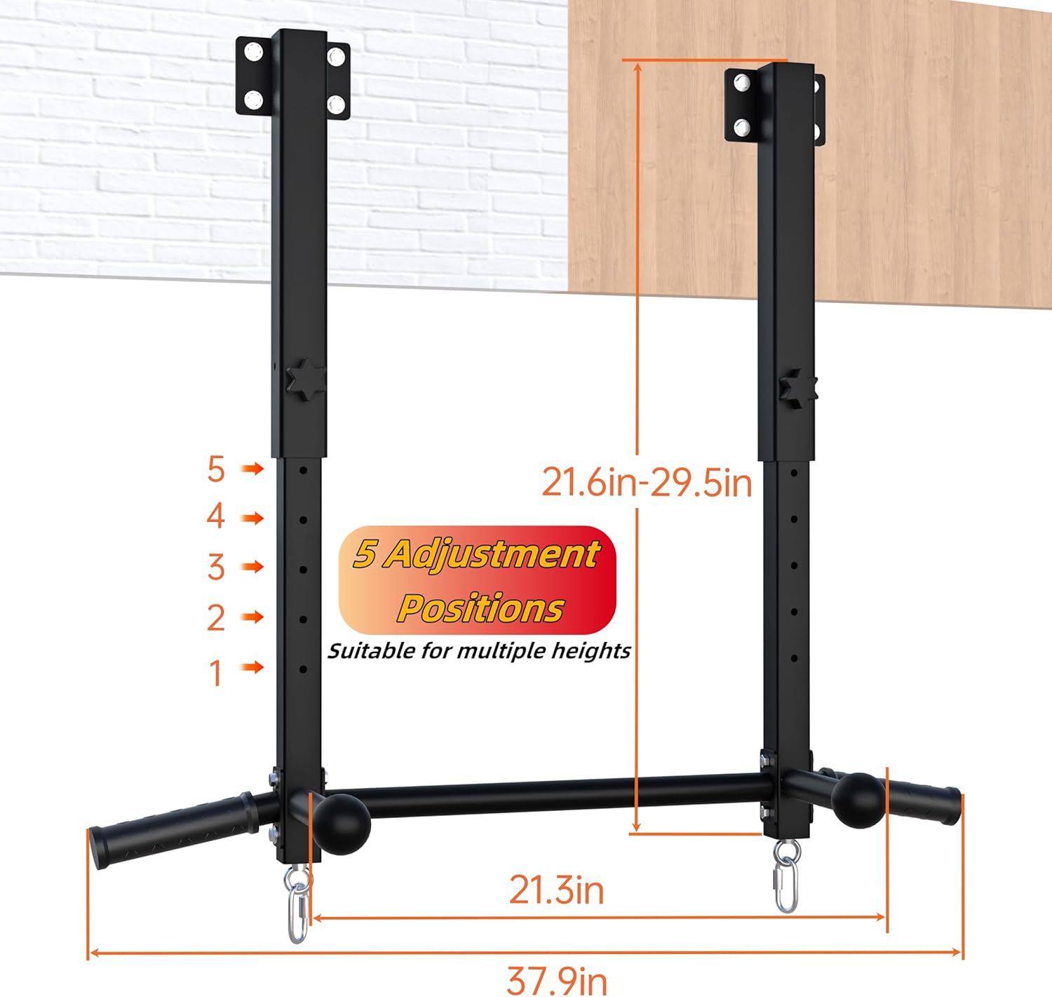 Pull Up Bar Joist Mounted -800 lbs Adjustabl Heavy Duty Chin Up Bar, Perfect for Garage, Beam and Rafter Mounting, Easy Installation Pullup Bar, Ideal for Multiple Grip Options - Image 3