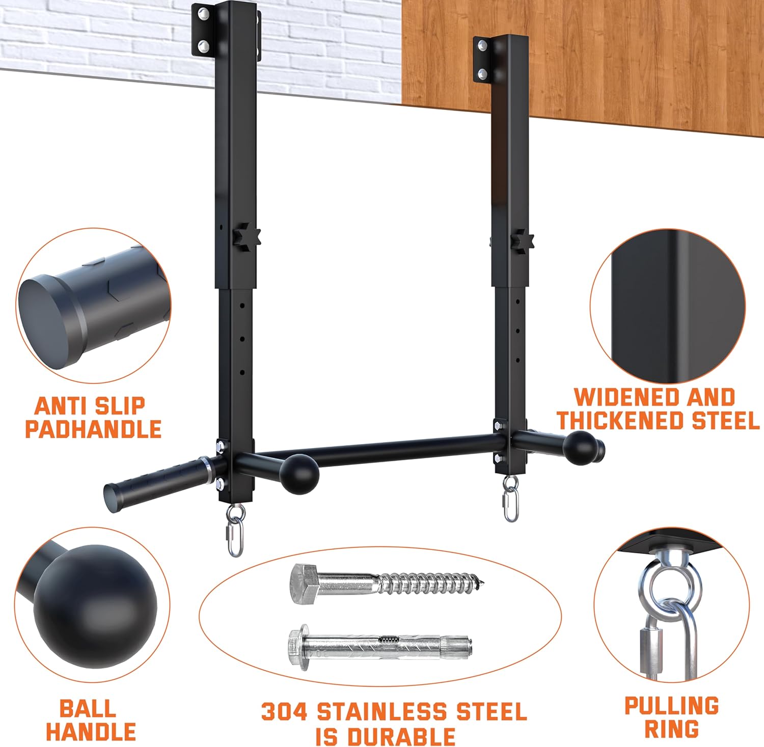 Pull Up Bar Joist Mounted -800 lbs Adjustabl Heavy Duty Chin Up Bar, Perfect for Garage, Beam and Rafter Mounting, Easy Installation Pullup Bar, Ideal for Multiple Grip Options - Image 4