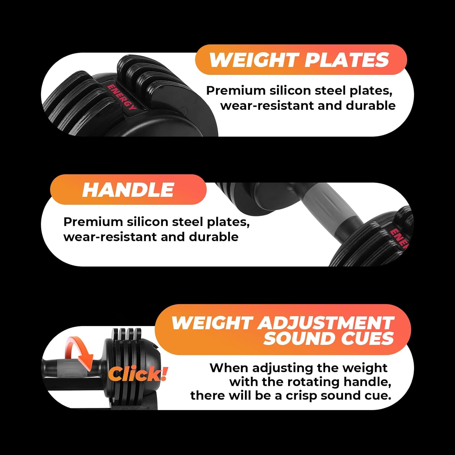 Adjustable Dumbbells Set: 5 Weight Options Dumbbell with Anti-Slip Metal Handle for Exercise & Fitness Fast Adjust Weight for Full Body Workout Fitness - Image 6