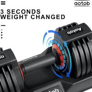 AOTOB 25/55 lbs Dumbbell Set, with Anti-Slip Fast Adjust Turning Handle, Adjustable for Men and Women,Free Weight for Home Gym Exercise