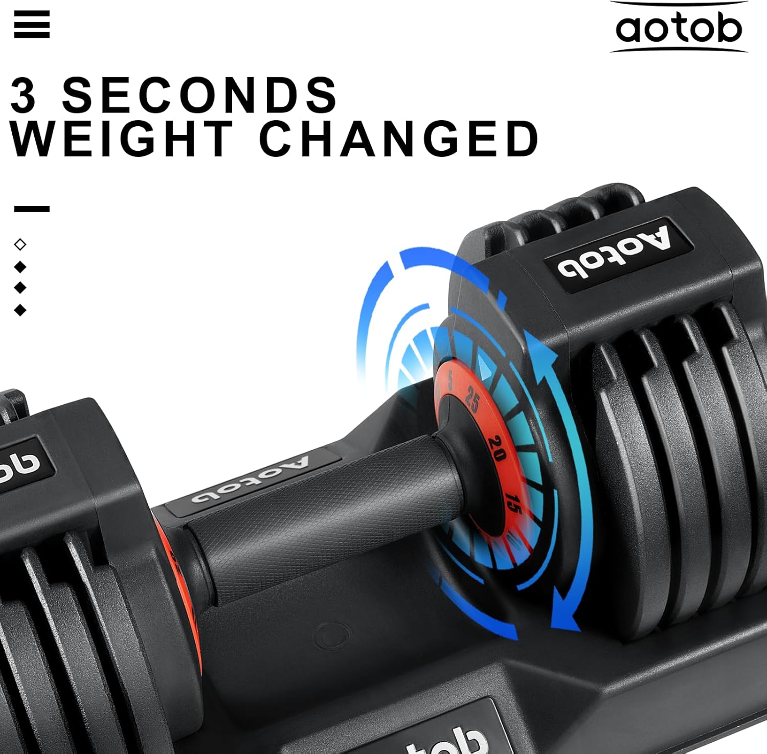 AOTOB 25/55 lbs Dumbbell Set, with Anti-Slip Fast Adjust Turning Handle, Adjustable for Men and Women,Free Weight for Home Gym Exercise - Image 2