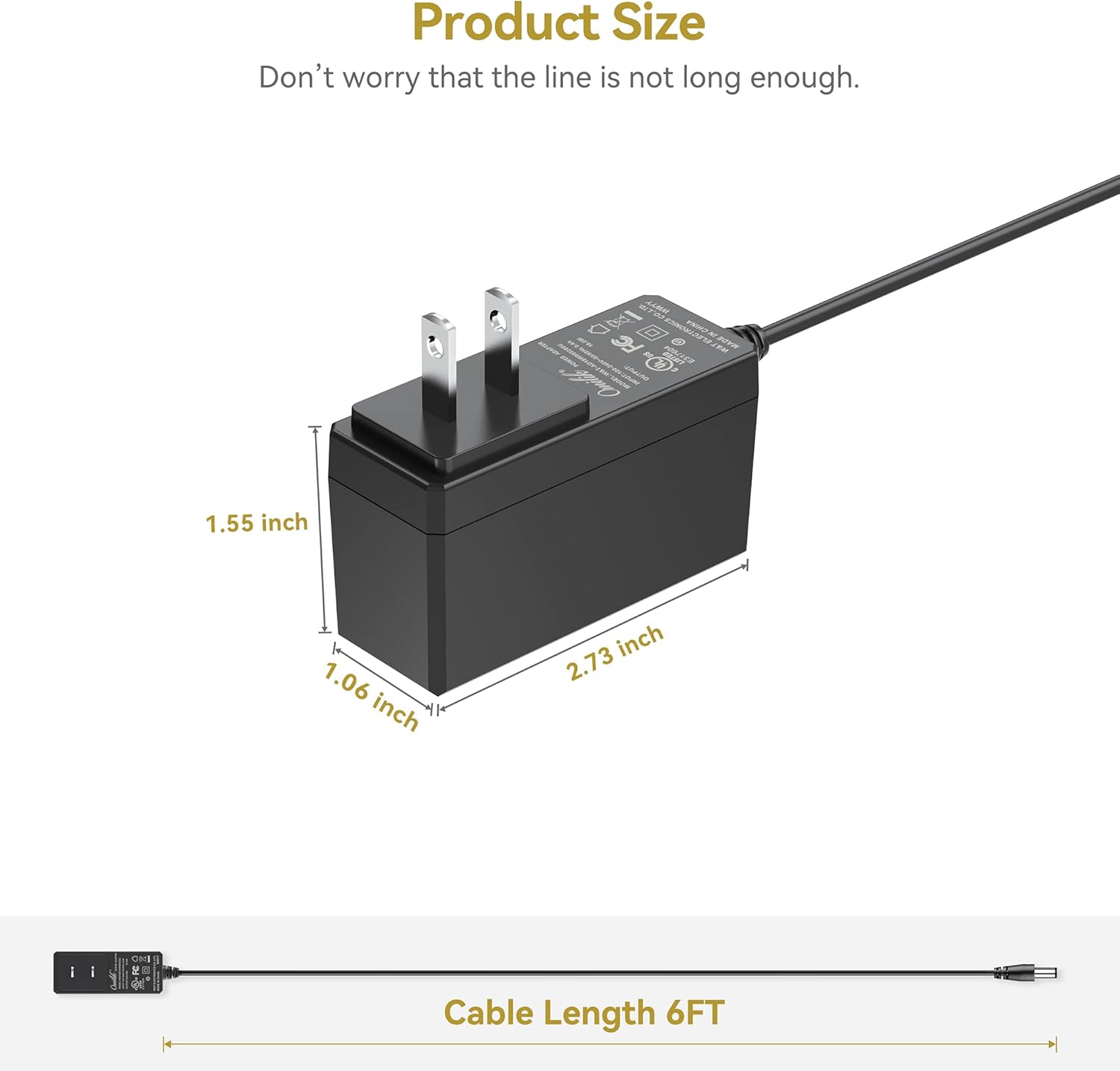 6FT Cable AC-DC Power Adapter Fit for NordicTrack Elite E 7.0 Z 7.5i C 7.5 Elliptical Trainer Power Supply Cord - Image 3