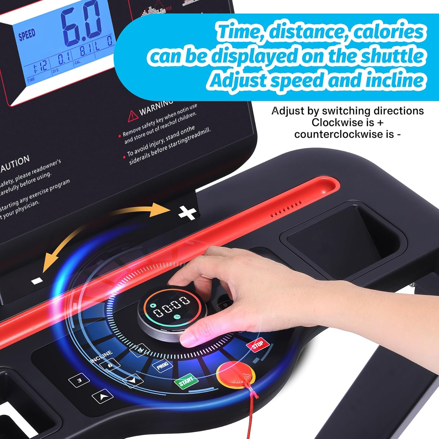 Treadmill with Auto Incline,Running Machine with Heart Sensor,3.5 HP Quiet Brushless,8.7 MPH, Shuttle Buttons,48 * 18in Running Area,Folding Treadmill for Home Office Indoor Cardio Exercise - Image 4