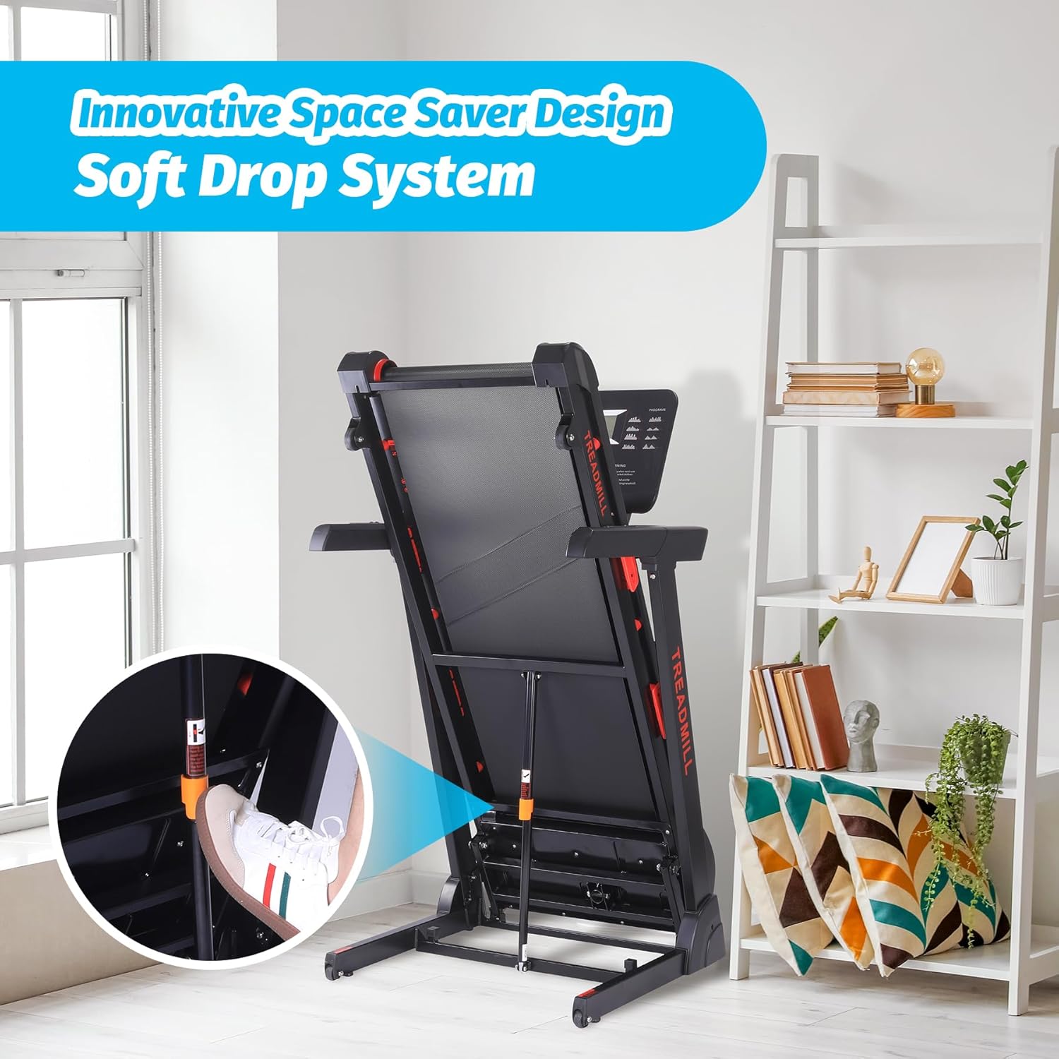 Treadmill with Auto Incline,Running Machine with Heart Sensor,3.5 HP Quiet Brushless,8.7 MPH, Shuttle Buttons,48 * 18in Running Area,Folding Treadmill for Home Office Indoor Cardio Exercise - Image 7