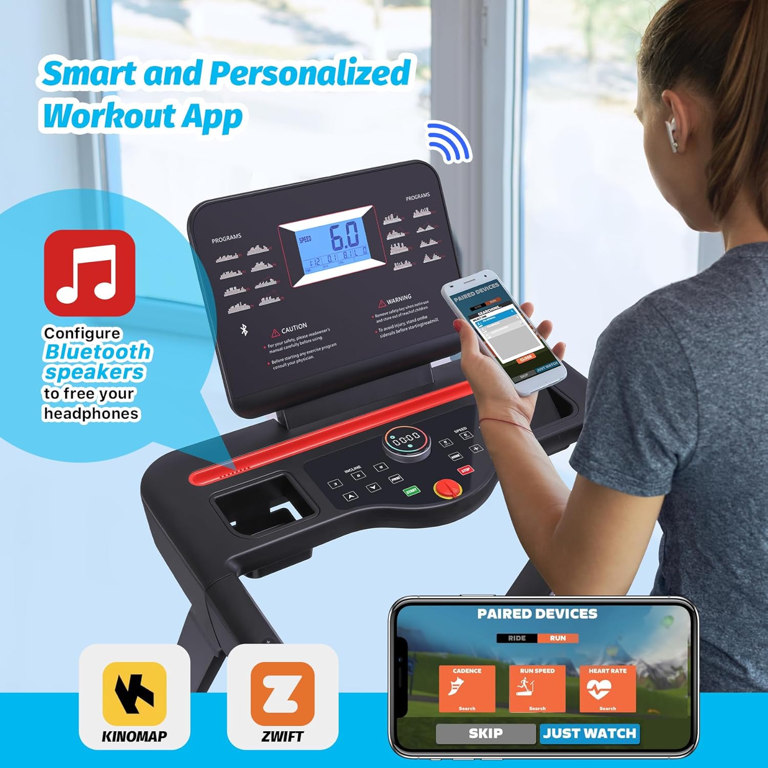 Treadmill with Auto Incline,Running Machine with Heart Sensor,3.5 HP Quiet Brushless,8.7 MPH, Shuttle Buttons,48 * 18in Running Area,Folding Treadmill for Home Office Indoor Cardio Exercise - Image 8