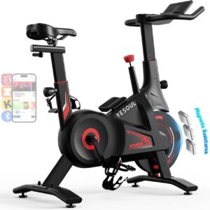 YESOUL Exercise Bike with Exclusive Smart App, Adjustable Magnetic Resistance & 300lbs Capacity, Indoor Stationary Cycling Bike with Stable Triangle Frame, Scenic Rides & Live Classes for Home Workouts