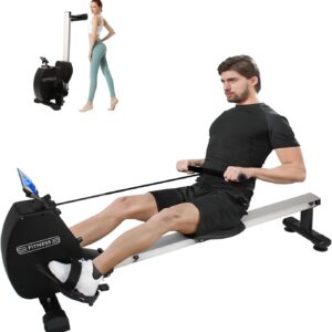 Rowing Machines for Home Indoor,Athfiner Foldable Magnetic Rower with Quiet Adjustable Resistance 8 Levels,Tablet Holder & Comfortable Seat Cushion,Max 264 LBS,Compact Row Machine for Fitness Workout