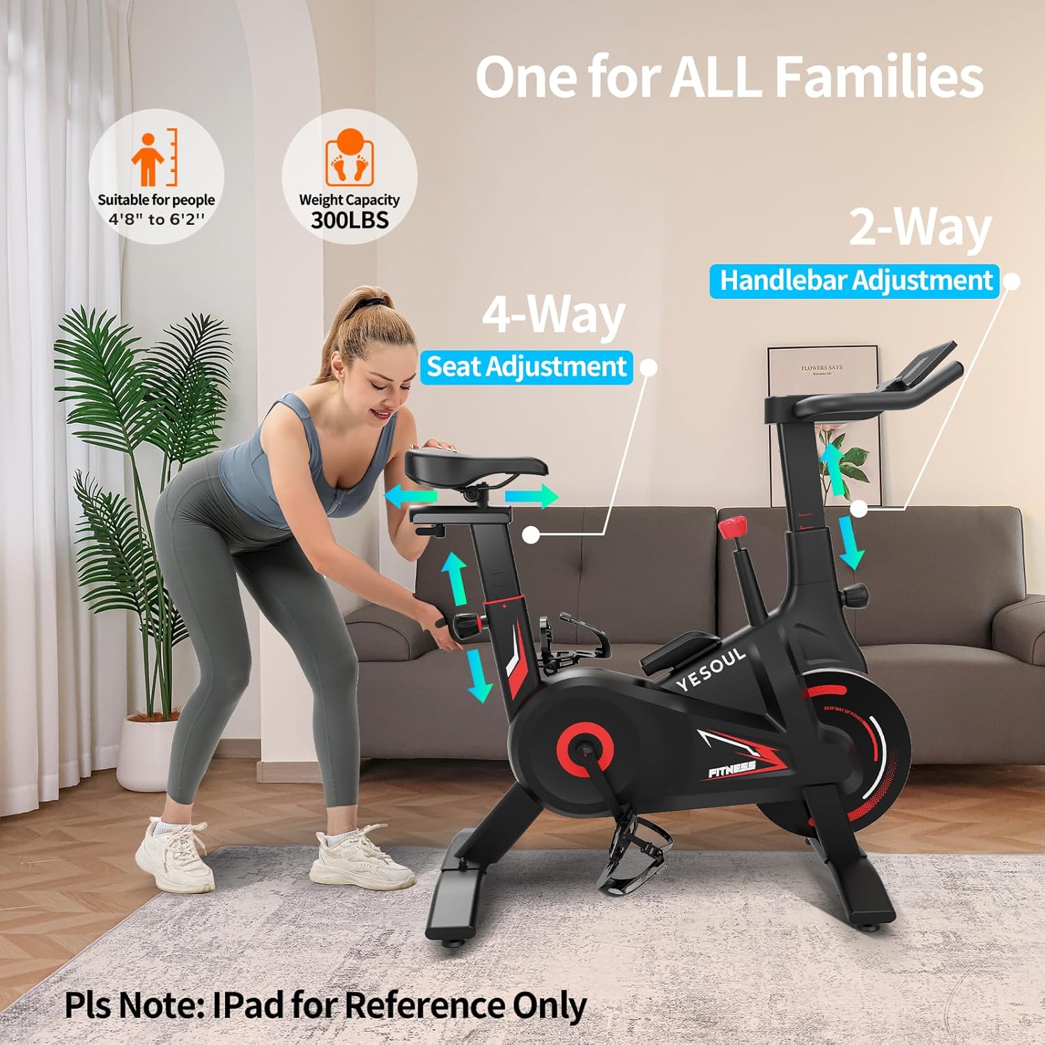 YESOUL Exercise Bike for Home – Silent Magnetic Resistance Stationary Bike with Stable Triangle Frame, 300 lbs Capacity, Dual-Stage Drive & Alloy Flywheel, Smart App with Scenic Routes & Live Classes - Image 8