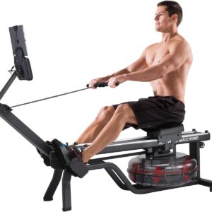 Garvee Water Rowing Machines for Home, Rower Machine with Digital Monitor, 380 LBS Capacity Wide Ergonomic Seating and Tablet Holder, App Compatible