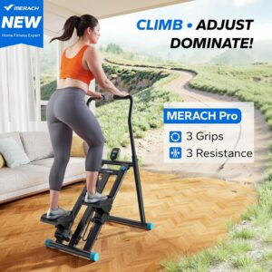 MERACH Stair Stepper Pro-3-Level Resistance Stairmaster, Upgrade High-Efficiency Stairmaster for Home Gym Exercise, Compact Folding Cardio Stair Climber with Adjustable Pedal