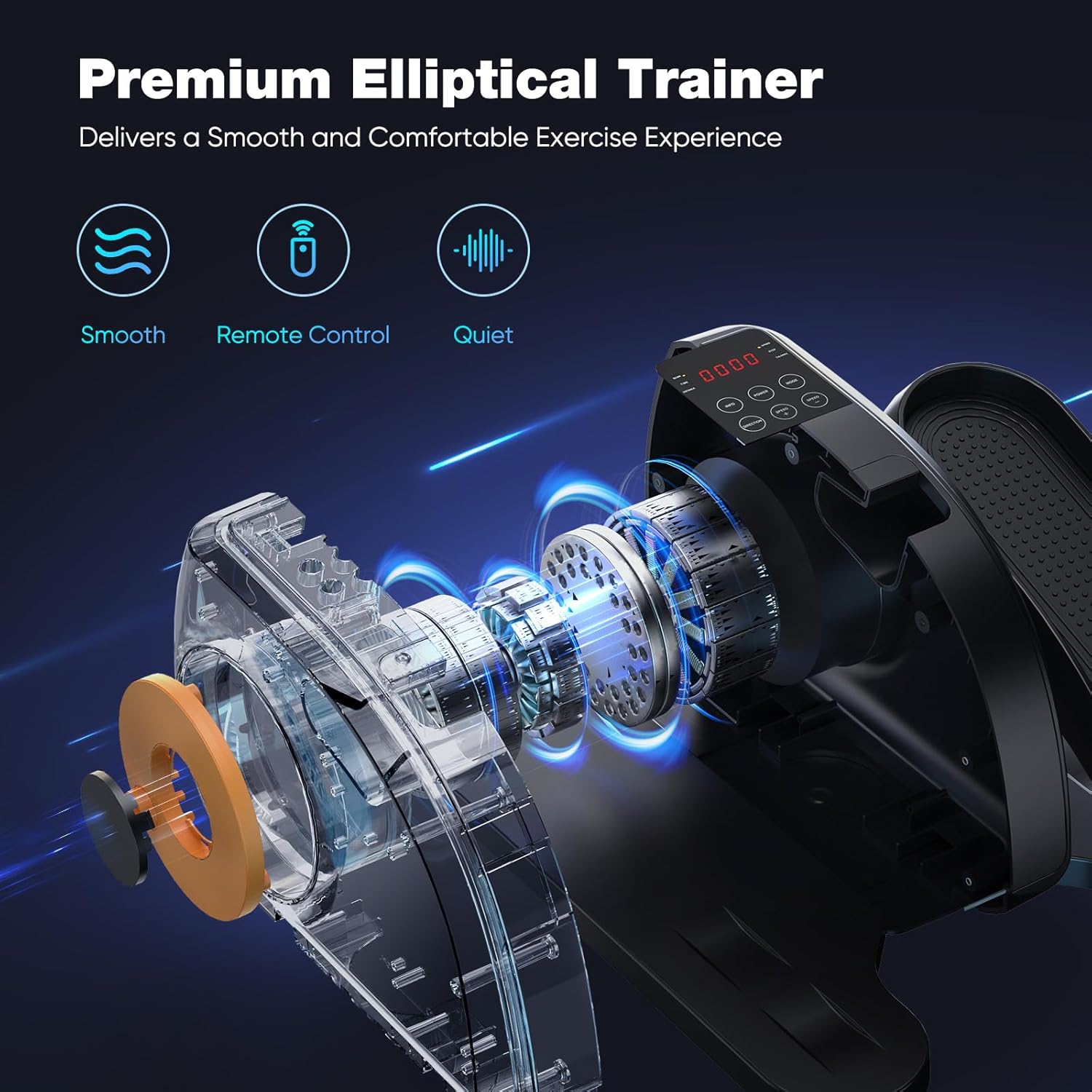 OLIXIS Under-Desk Elliptical Machine–Compact & Quiet Mini Pedal Exerciser with Adjustable Speed, LED Display, Portable Fitness Solution for Home or Office Workouts - Image 3