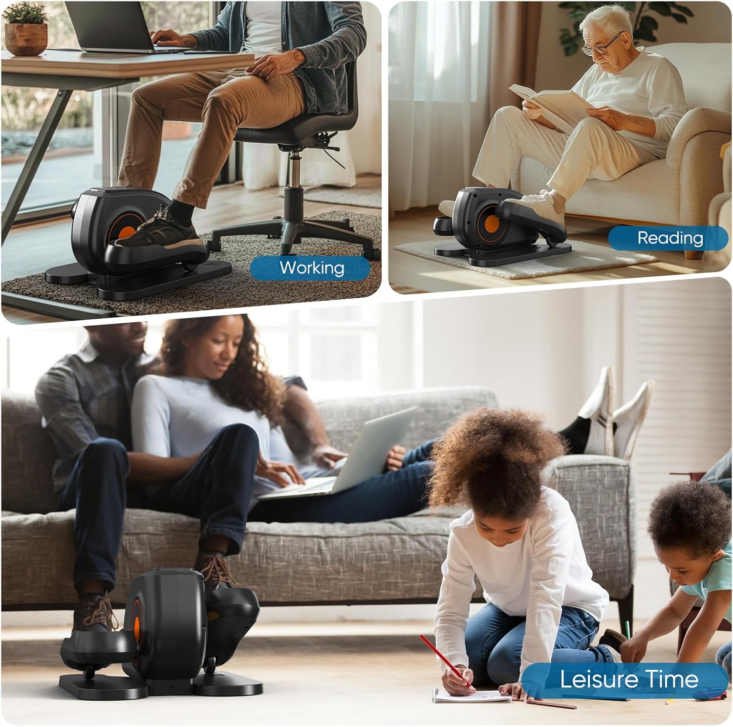 OLIXIS Under-Desk Elliptical Machine–Compact & Quiet Mini Pedal Exerciser with Adjustable Speed, LED Display, Portable Fitness Solution for Home or Office Workouts - Image 5