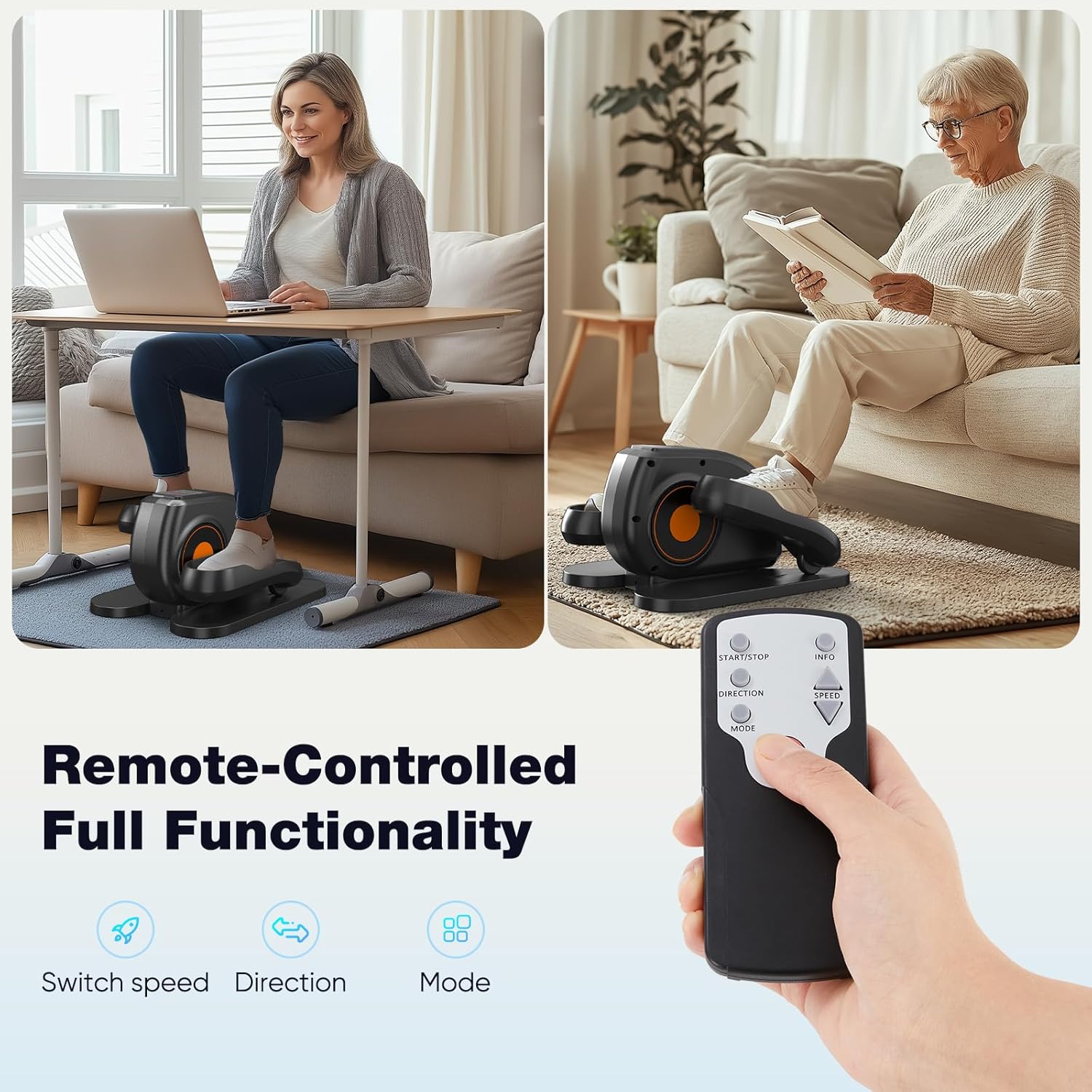 OLIXIS Under-Desk Elliptical Machine–Compact & Quiet Mini Pedal Exerciser with Adjustable Speed, LED Display, Portable Fitness Solution for Home or Office Workouts - Image 8