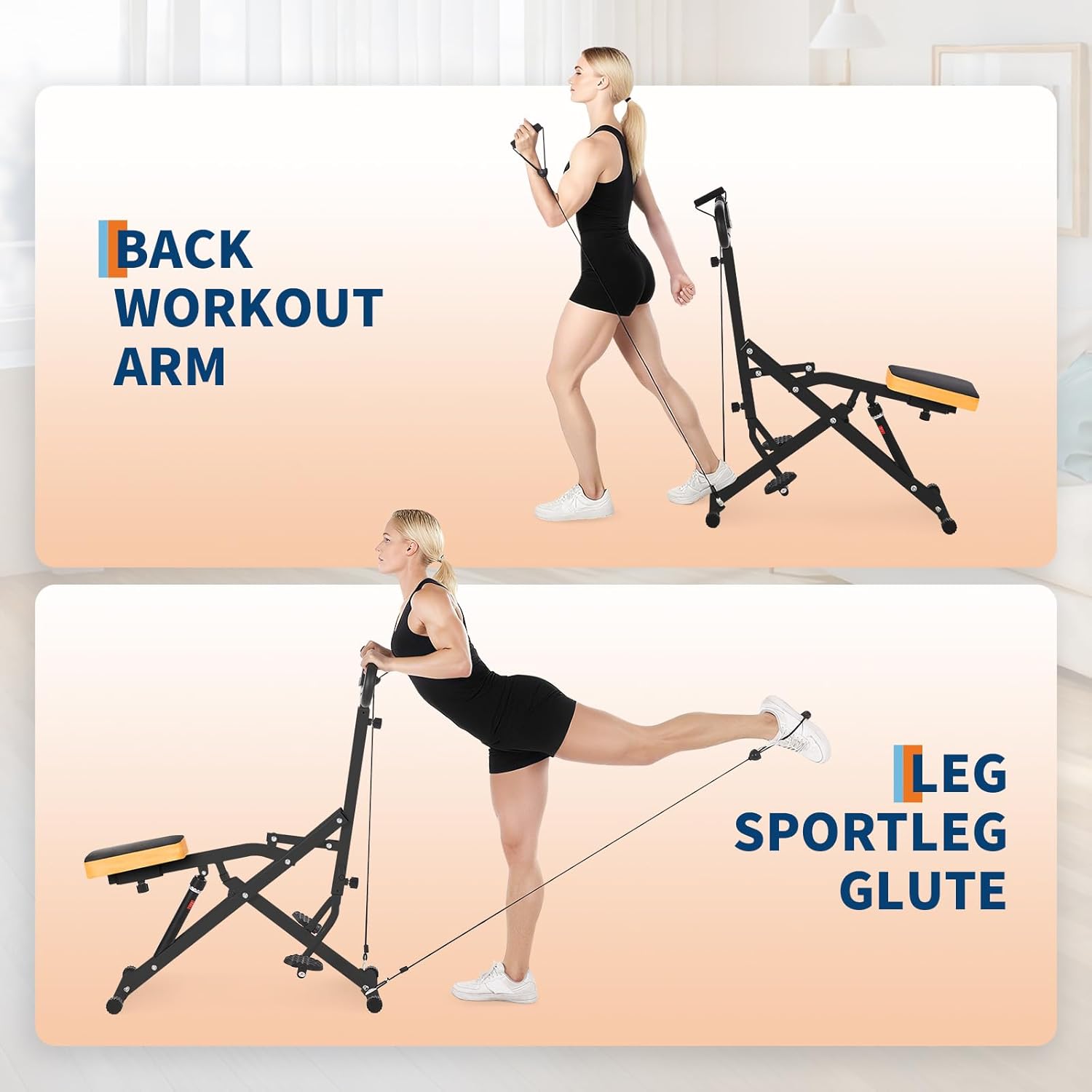 Squat Machine, Squat Assist Trainer with Adjustable12 Level Resistance, Foldable Squat Ride Rowing Machine for Home, Full Body Workout Gym for Glutes Legs Workout, 350 LBS Capacity - Image 7