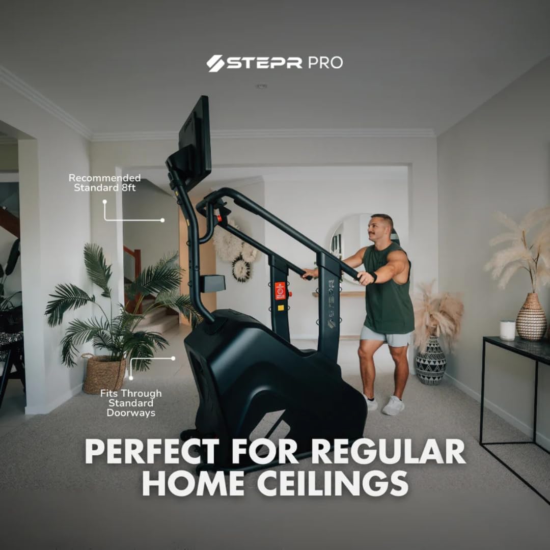 STEPR PRO+ Stair Master with 27" Touchscreen, Commercial Grade Stairmaster Machine for Home, 190 Steps/Min, Bluetooth & WiFi Stepper Machine, Resistance Band Attachments, Mobile App, 400 lb Capacity - Image 2