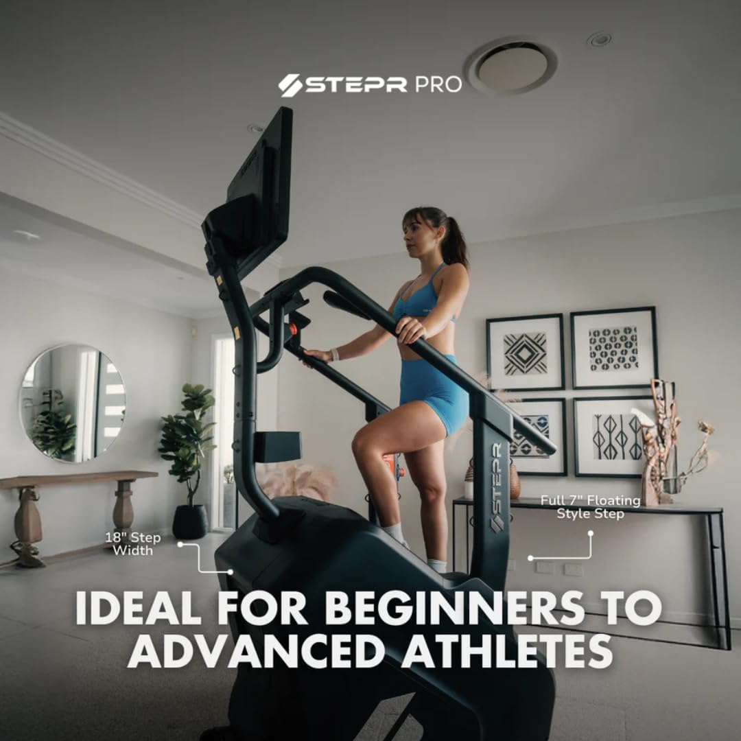 STEPR PRO+ Stair Master with 27" Touchscreen, Commercial Grade Stairmaster Machine for Home, 190 Steps/Min, Bluetooth & WiFi Stepper Machine, Resistance Band Attachments, Mobile App, 400 lb Capacity - Image 3