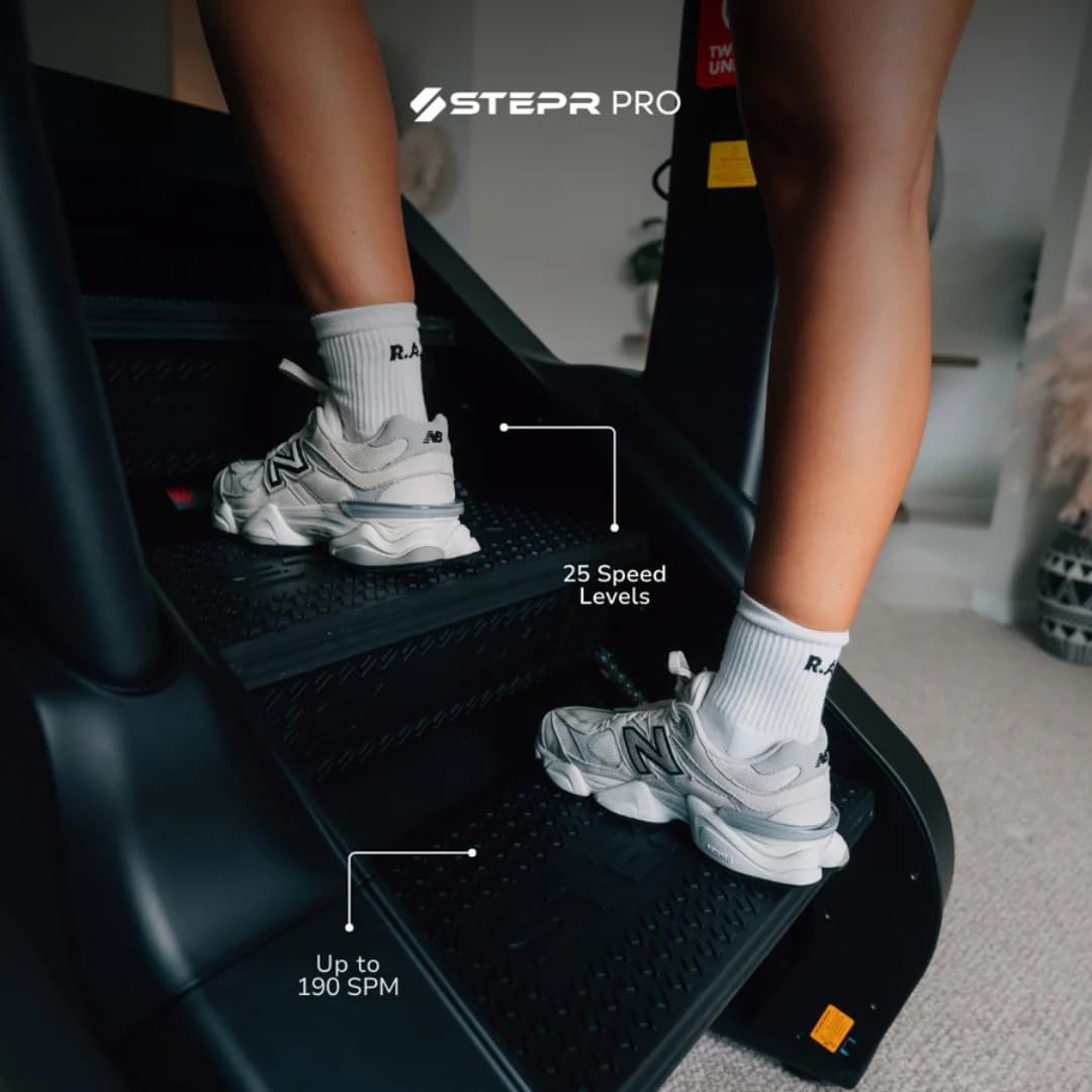 STEPR PRO+ Stair Master with 27" Touchscreen, Commercial Grade Stairmaster Machine for Home, 190 Steps/Min, Bluetooth & WiFi Stepper Machine, Resistance Band Attachments, Mobile App, 400 lb Capacity - Image 4