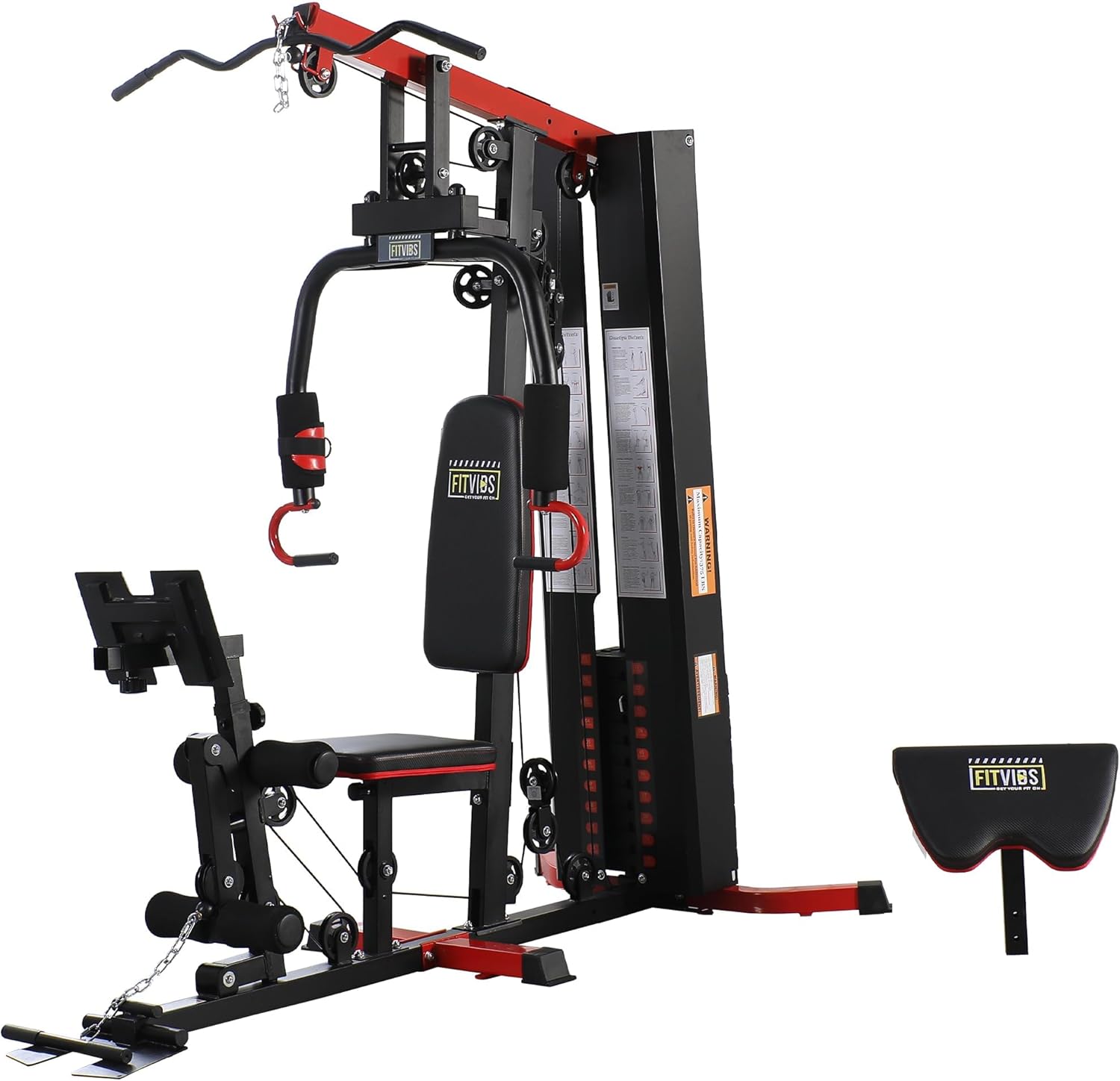Fitvids Multifunctional Home Gym Equipment with 122.5 lbs Weight Stack, Full Body Workout Weight Machine Strength Training Exercise Equipment with Pulley System & Leg Press, All-in-One Workout Station