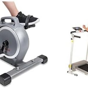 Sunny Health & Fitness Under Desk Mini Exercise Cycle Bike + Sunny Health & Fitness Multifunction Premium Magnetic Indoor Rowing Machine – SF-RW5941