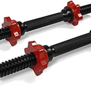Yes4All Pair of Threaded Dumbbell Handles 14/16/18/24 inch, Chrome/Rubber Grip, Fit 1” Plates, Weight Bar Connector