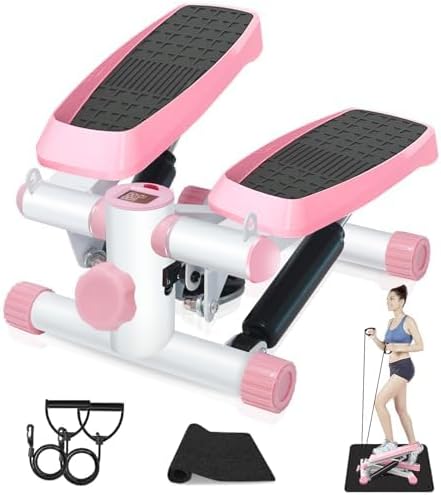 Mini Steppers for Exercise,Step Machine for Exercise at Home,Portable Mini Stair Stepper, Stepper with Resistance Bands,Hydraulic,Carrying 330 Lbs,Fitness Stepper for Full Body Workout