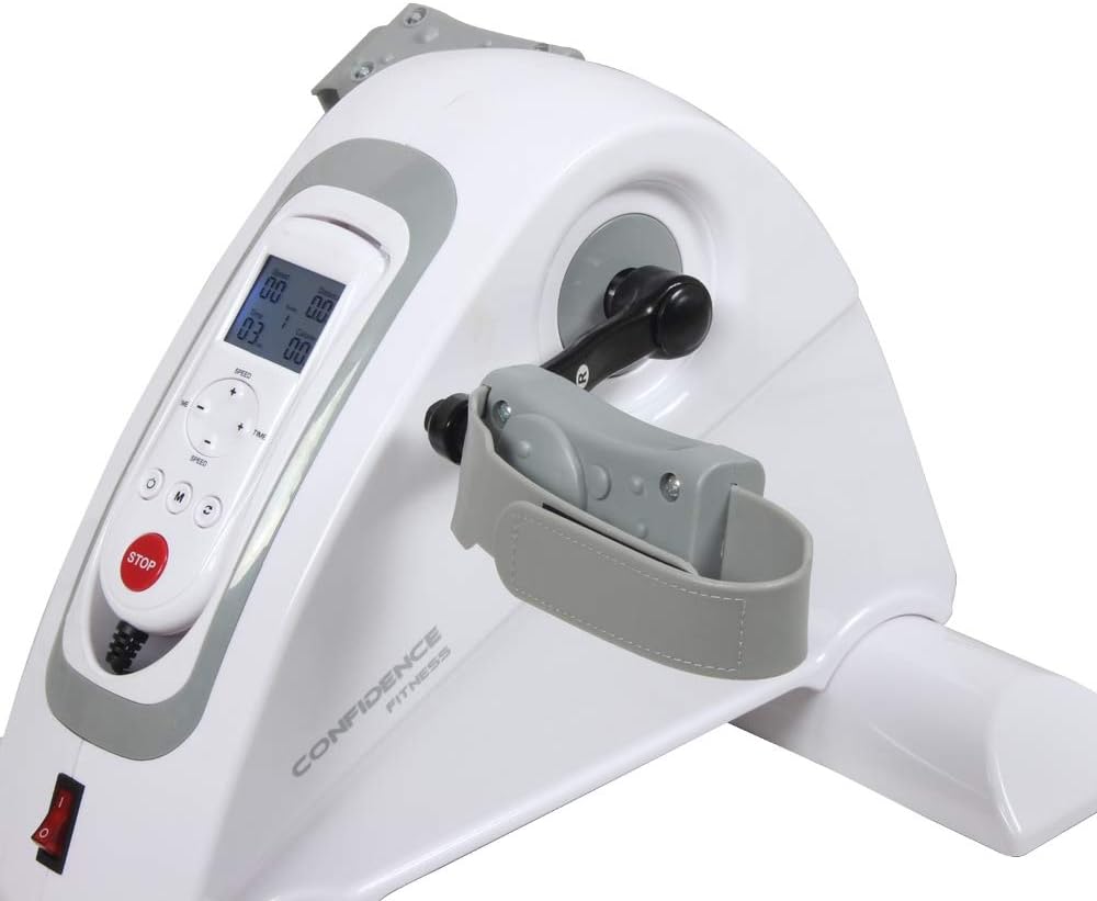 Confidence Fitness Motorized Electric Mini Exercise Bike V2 / Under Desk Pedal Exerciser - White/Grey - Image 5