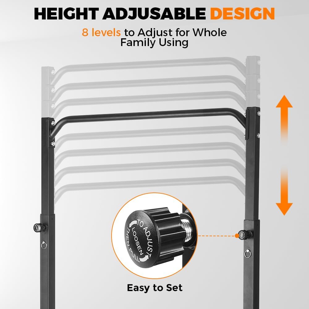 Pull Up Station, Power Tower Adjustable Pullup Bar Free Standing, Heavy Duty Multifunction Strength Training Pull Up Bar, Gym Workout Fitness Equipment Chin up Bar for Home Outdoor, 440LBS Capacity - Image 4