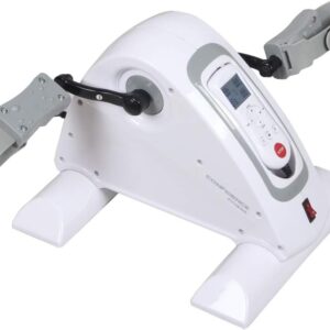 Confidence Fitness Motorized Electric Mini Exercise Bike V2 / Under Desk Pedal Exerciser – White/Grey