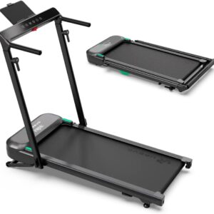 UREVO Foldimix Treadmill Walking Pad with Adjustable Handle Bar for Home Office, Multi-Functional Workstation Treadmill, Dual Brushless Motorized, 14-Point Shock Absorption, Compact Design