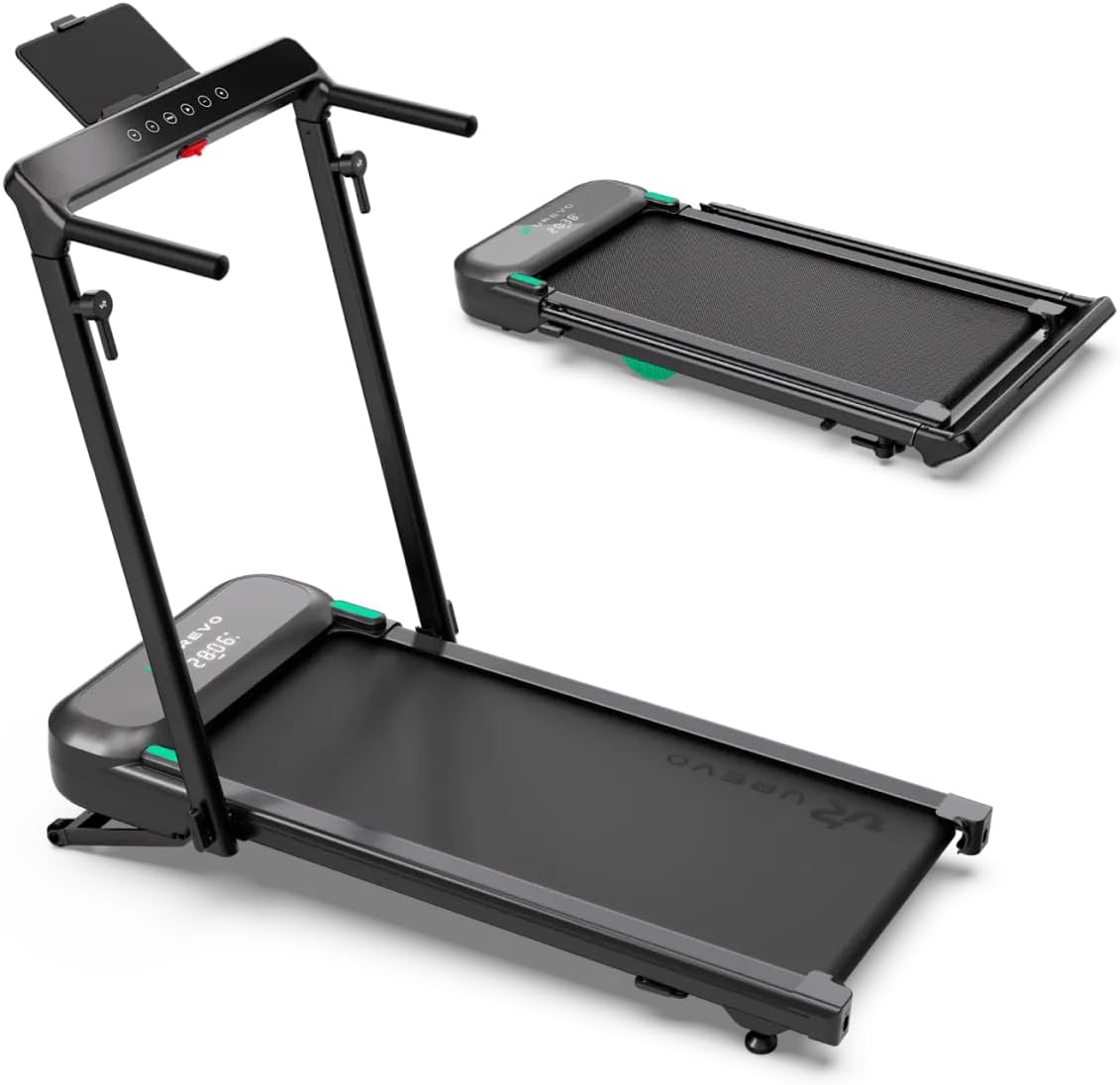 UREVO Foldimix Treadmill Walking Pad with Adjustable Handle Bar for Home Office, Multi-Functional Workstation Treadmill, Dual Brushless Motorized, 14-Point Shock Absorption, Compact Design