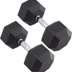 Body Sport Rubber Encased Hex Dumbbell Weight, Pair – Dumbbells for Exercises – Strength Training Equipment – Home Gym Accessories – Weight Training