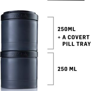 BlenderBottle ProStak Twist n’ Lock Storage Jars Expansion 2-Pak with Pill Tray, All Black