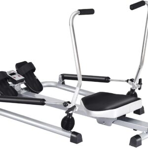 DORTALA Total Motion Rowing Machine Rower with LCD Monitor, Adjustable Hydraulic Cylinder Resistance and Full Arm Extensions for Whole Body Muscle Training Home Use, 265 lb Weight Capacity
