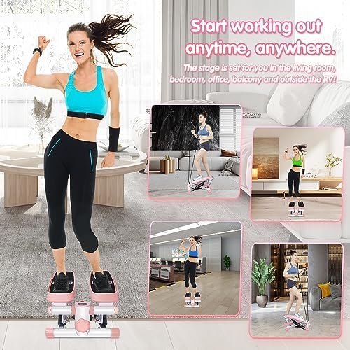 Mini Steppers for Exercise,Step Machine for Exercise at Home,Portable Mini Stair Stepper, Stepper with Resistance Bands,Hydraulic,Carrying 330 Lbs,Fitness Stepper for Full Body Workout - Image 5