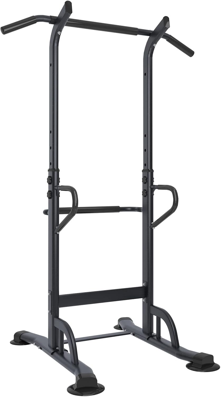 SogesHome Power Tower Pull Up Bar and Dip Stand,10 Adjustable Height Assistive Trainer Dip Station,Multi-Function Strength Training Fitness Workout Station for Home Gym Fitness Equipment (Black) - Image 2