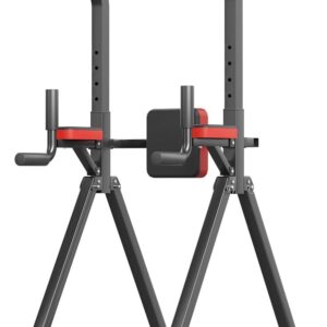 Foldable Power Tower, Adjustable Multifunction Pull Up Bar Tower Station, Pullup Dip Station Rack for Home Gym