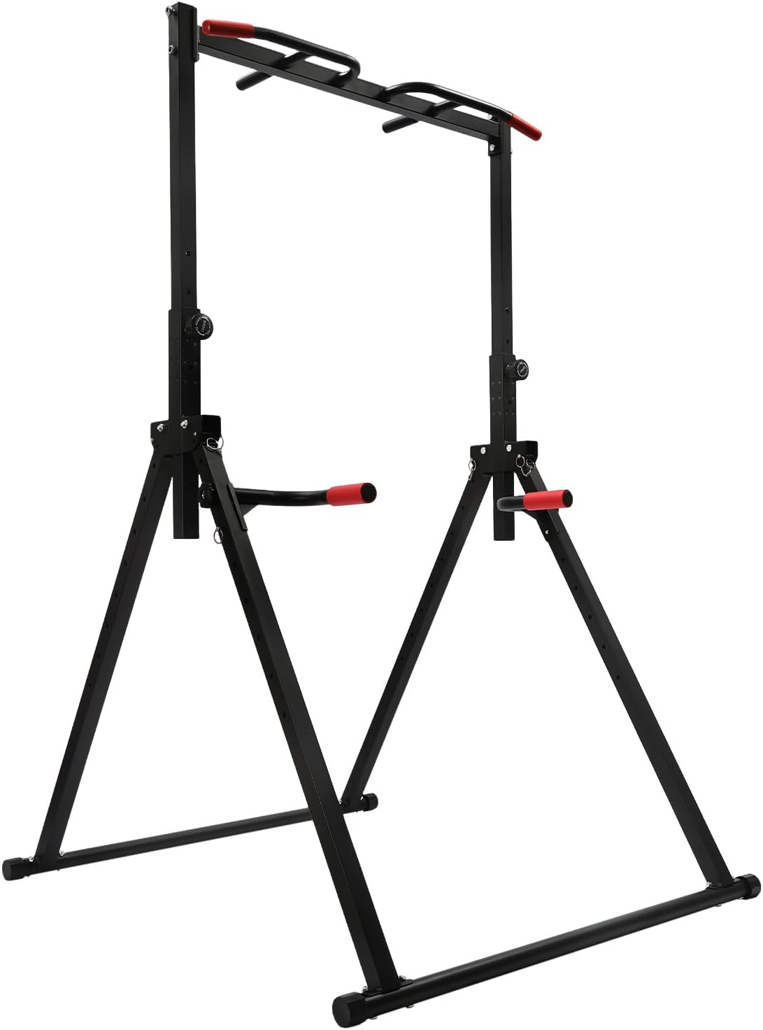 Pull Up Station, Triangular Power Tower Foldable Pull Up Bar Station, Height Adjustable Multi-Function Tower Workout Dip Stand for Home Gym Strength Training Equipment