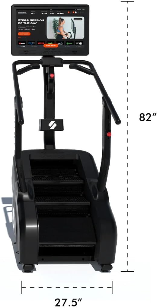 STEPR+ Stair Master with 27" Touchscreen, Commercial Grade Stairmaster Machine for Home, 140 Steps/Min, Bluetooth & WiFi Stepper Machine, Resistance Band Attachments, Mobile App, 375 lb Capacity - Image 2