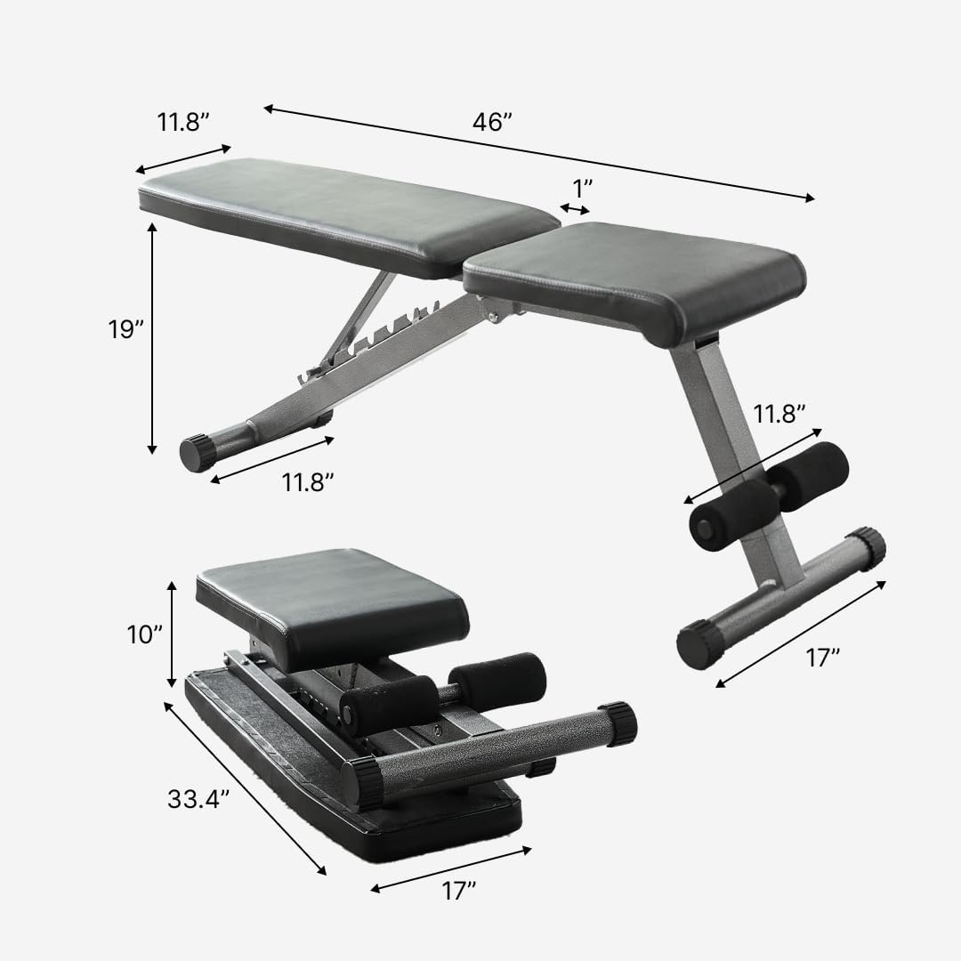 FF Finer Form 5-in-1 Weight Bench, Adjustable & Foldable for Bench Press, Strength Training and Full Body Workout, Perfect for Dumbbell Sets or an Adjustable Dumbbell Set in Your Home Gym - Image 7