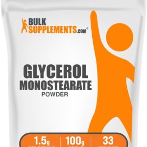 BulkSupplements.com Glycerol Monostearate Powder – Glycerol Supplement, GMS Powder – Unflavored, Food Grade & Gluten Free, 1.5g per Serving, 100g (3.5 oz) (Pack of 1)