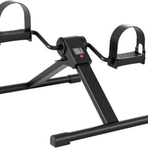 Pedal Exerciser Under Desk Bike, Mini Exercise Bike for Arm & Leg Workout, Portable Under Desk Cycle with Adjustable Resistance, Foot Exercise Machine with LCD Monitor & Calorie Tracker