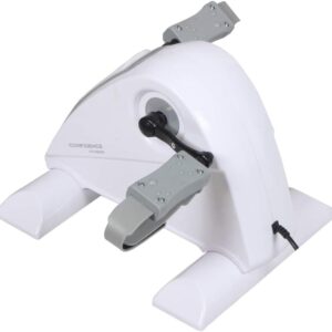 Confidence Fitness Motorized Electric Mini Exercise Bike V2 / Under Desk Pedal Exerciser – White/Grey