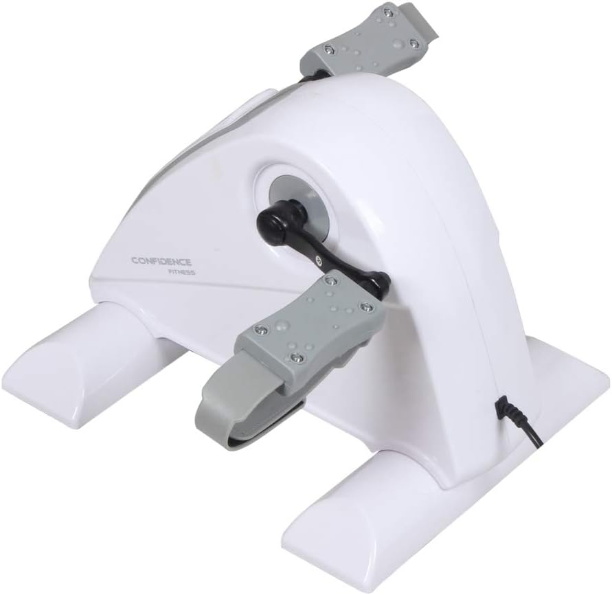 Confidence Fitness Motorized Electric Mini Exercise Bike V2 / Under Desk Pedal Exerciser - White/Grey - Image 2