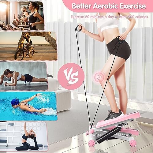 Mini Steppers for Exercise,Step Machine for Exercise at Home,Portable Mini Stair Stepper, Stepper with Resistance Bands,Hydraulic,Carrying 330 Lbs,Fitness Stepper for Full Body Workout - Image 4