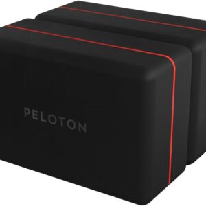 Peloton Yoga Block | Premium EVA Foam Yoga Blocks Available in Set of Two with Curved Edges and Corners, Accessories for Beginner and Advanced Yoga, 9 x 6 x 4 inches, Black/Red