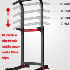 Power Tower Dip Station Pull Up Bar – Multi-Purpose Home Gym Equipment with Adjustable Height and Non-Slip Foot Pads – 330lbs/150kgs Capacity