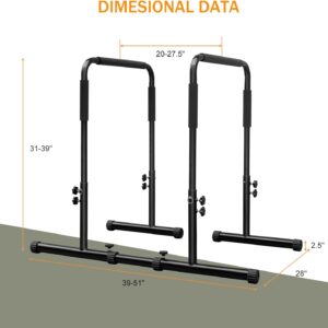 Dip Bar Adjustable Dip Stand Station for Home Fitness Workout Calisthenics Exercise Pull Up Stand Portable Parallel Bar