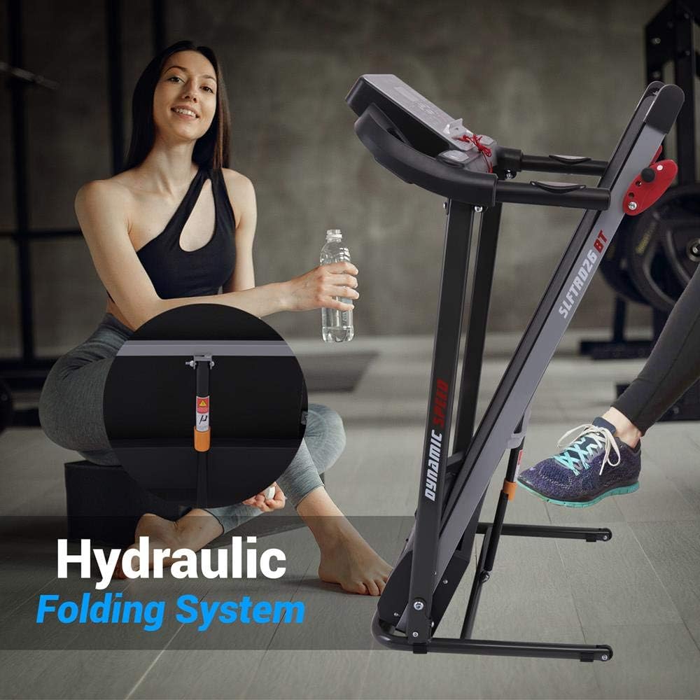 SereneLife Electric Folding Treadmill Exercise Machine - Smart Compact Digital Fitness Treadmill Workout Trainer w/Bluetooth App Sync, Manual Incline Adjustment, for Walking, Running, Gym - Image 6