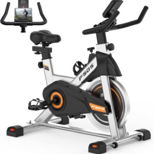 Exercise Bike, Stationary Bikes for Home Indoor Cycling Bike Cycle Bike with Digital Display & Comfortable Seat Cushion, Silvery