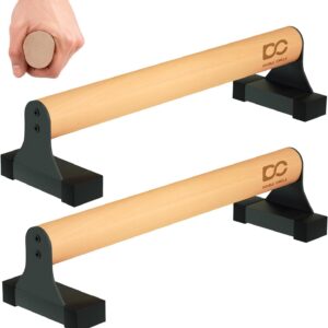 Double Circle Parallettes Push Up Bar with Ergonomic Wooden Handles – Calisthenics Equipment – Non-slip Parallel Bars for Strength Training and Calisthenics – Pushup Handles Parallettes Bars